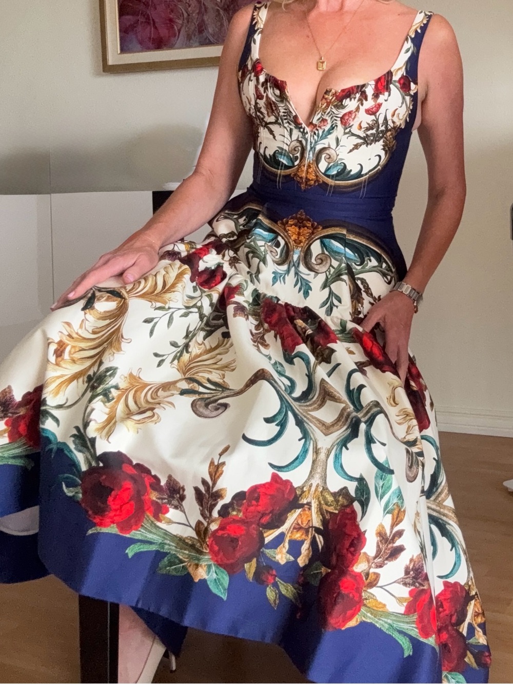Alice + Olivia Gilded Rose Baroque High-Low Diana Dress 2 NEW $660 - Picture 9 of 9